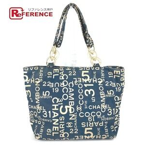 Chanel Bi Logo Shoulder Bag Cell Pouch Chain Tote Navy Blue